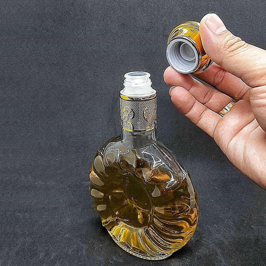 Chai Đựng Rượu Dẹt 250ml (combo 3 chai) cao cấp mẫu dẹt nắp đỏ - Chai Thủy Tinh Đựng Rượu 250ml – Vỏ Chai Rượu Đẹp - Bình đựng Rượu Mini (D1)