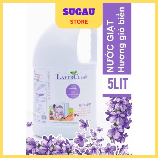 Nước giặt hữu cơ LayerClean hương gió biển 5l an toàn cho trẻ nhỏ, không hại da tay, tiết kiệm