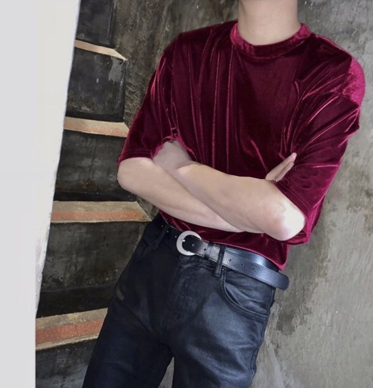 Áo thun nhung nam nữ, áo nhung oversized lấp lánh, cực chất - Màu Đỏ Vang - Lay Unisex