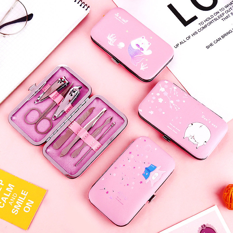 Bộ dụng cụ làm móng 7 món hộp bọc da -