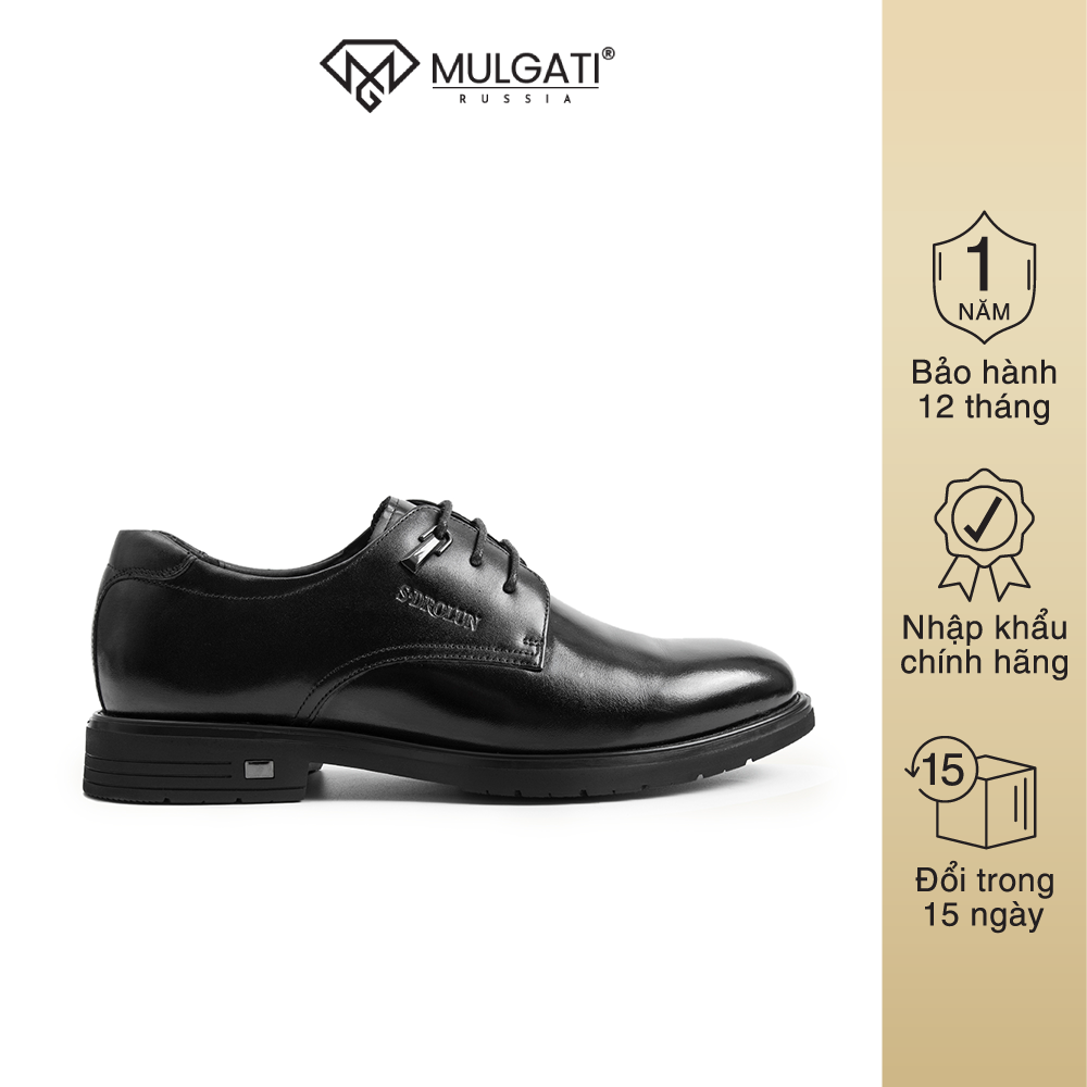 Giày tây nam mulgati black derby màu đen da trơn - nw90713