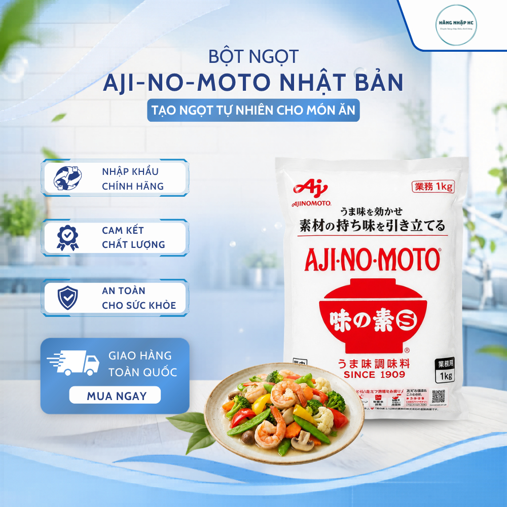 Bột Ngọt AJI-NO-MOTO Nhật Bản 1KG Gia Vị Tăng Vị Ngọt Thanh Tự Nhiên Cho Món Ăn