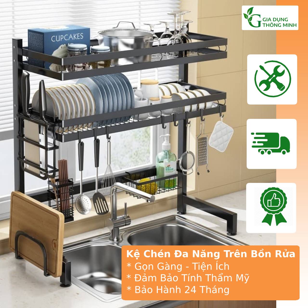 Kệ chén đa năng trên bồn rửa cao cấp sơn tĩnh điện chính hãng
