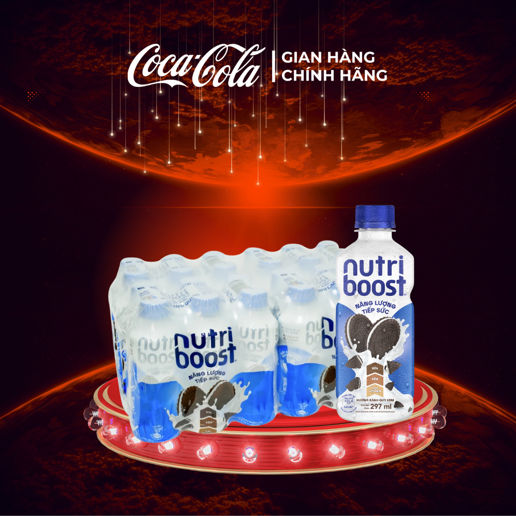 [SIÊU SALE ] Lốc 24 Chai Thực phẩm bổ sung Nước uống sữa trái cây Nutriboost hương bánh quy kem 297ml/Chai Sale 10.10 Coca-Cola Chính Hãng_LD