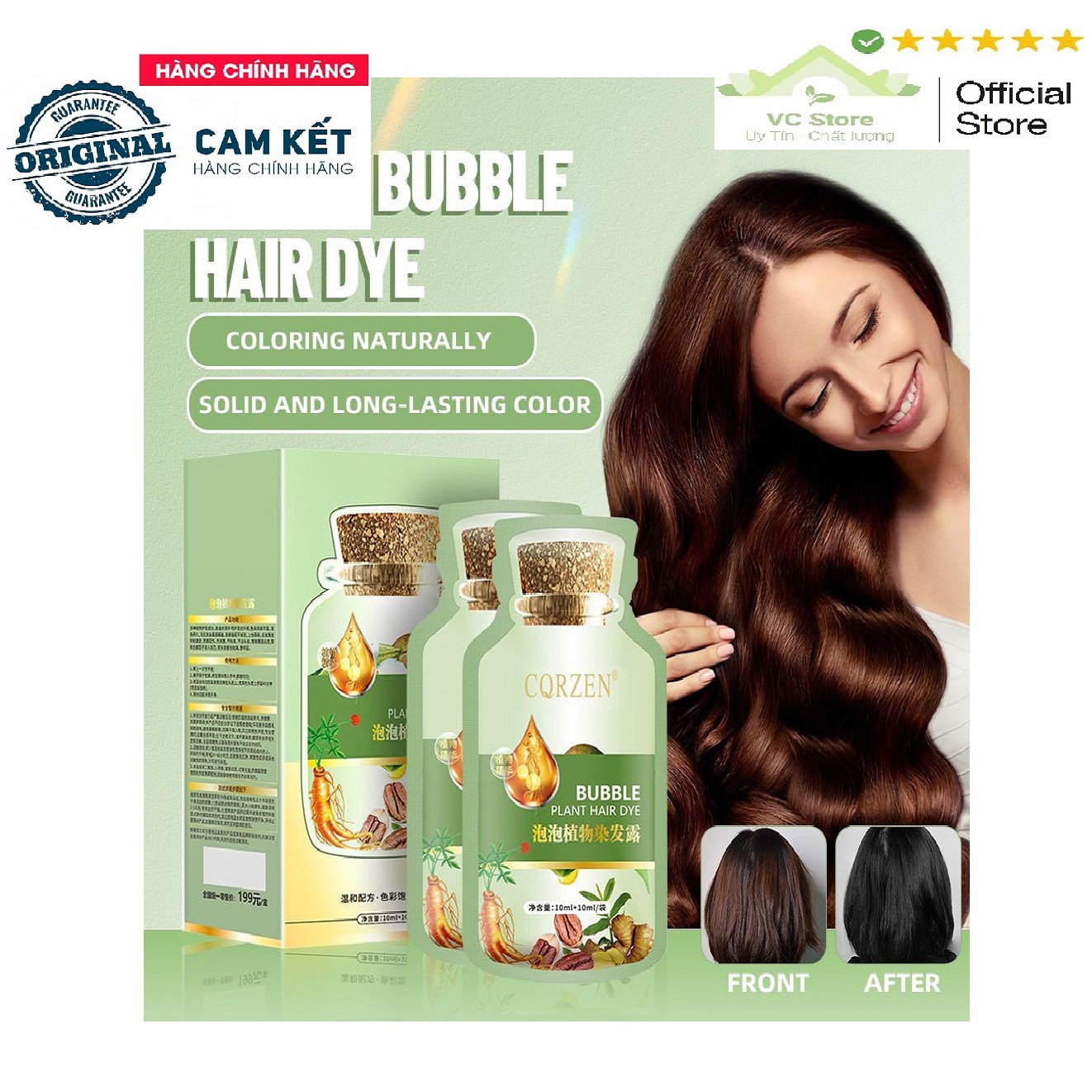 Bộ 10 Gói Dầu Gội Phủ Màu Tóc Nâu Hạt Dẻ Dễ Lên Màu Lâu Trôi Bubble Plant Hair Dye - Mẫu mới