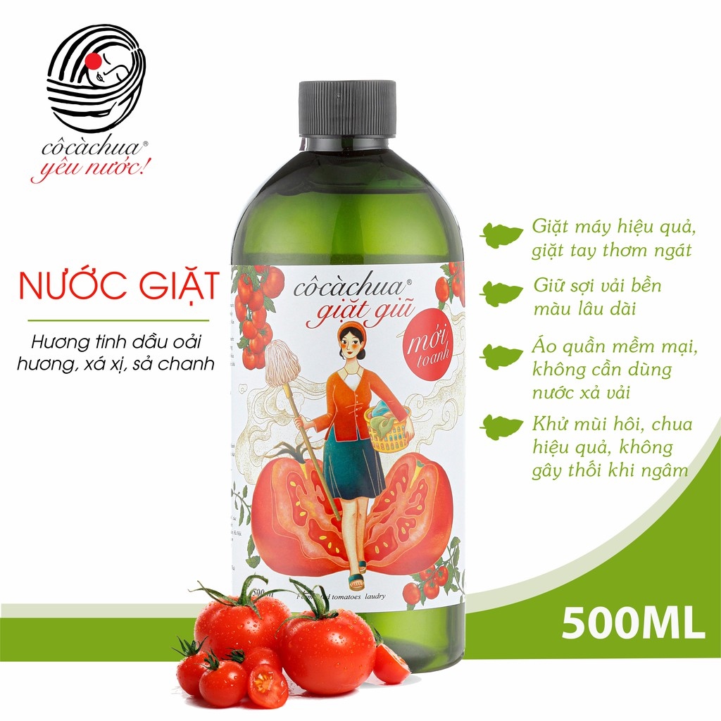 Nước giặt xả cô cà chua mới toanh giặt máy thơm sạch thân thiện 500ml