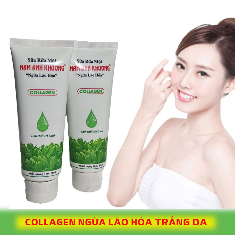 Sữa rửa mặt collagen trắng da ngừa lão hóa trà xanh sạch nhờn Nam Anh Khương 100ml