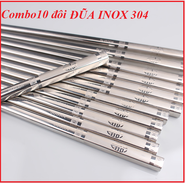[HCM](10 ĐÔI) ĐŨA INOX 304 khắc chữ PHÚC- ĐŨA CAO CẤP - KIM LOẠI CHỐNG TRƠN TRƯỢT An Toàn Thực Phẩm- ĐUA INOX Thế Hệ Mới - Phong Cách Hàn Nhật .