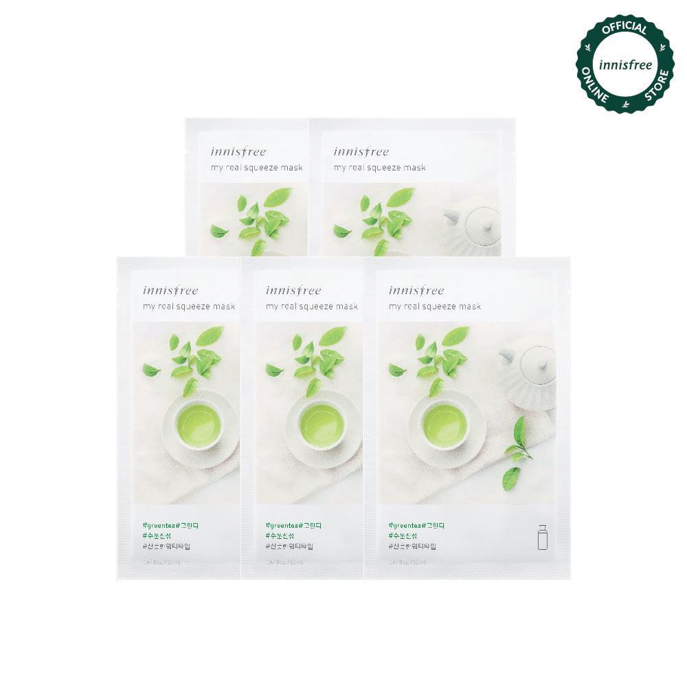 Combo 5 Mặt Nạ Gói Trà Xanh Innisfree It's Real Squeeze Mask Green Tea