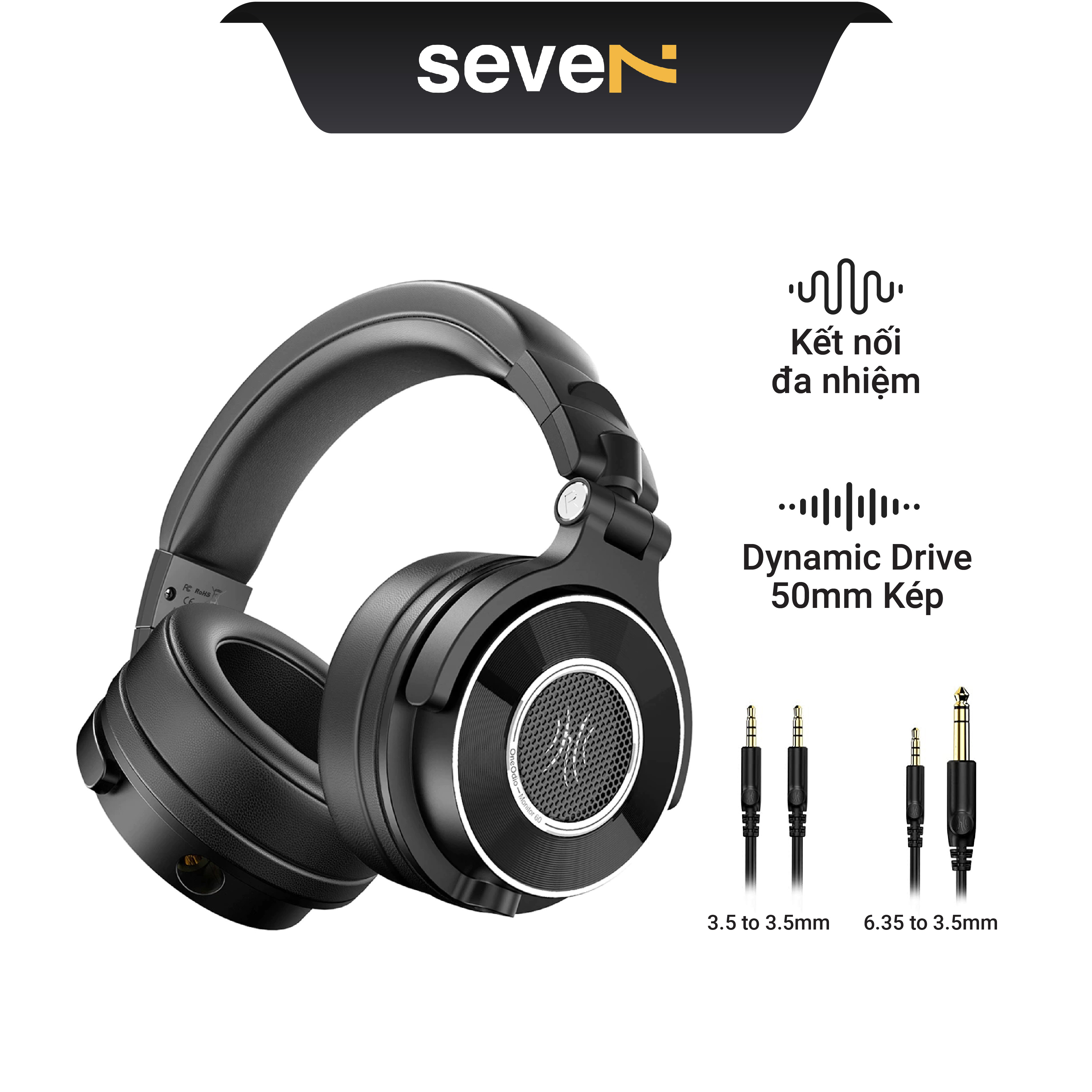 Tai nghe có dây headphone oneodio monitor 60 - màng loa rộng 50mm, thiết kế over-ear, thiết kế công thái học - chính hãng bh 12 tháng - seve7