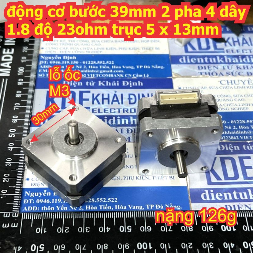 Động cơ bước 39mm 2 pha 4 dây 1.8 độ 23ohm trục 5 x 13mm 39bygf102 kde2542