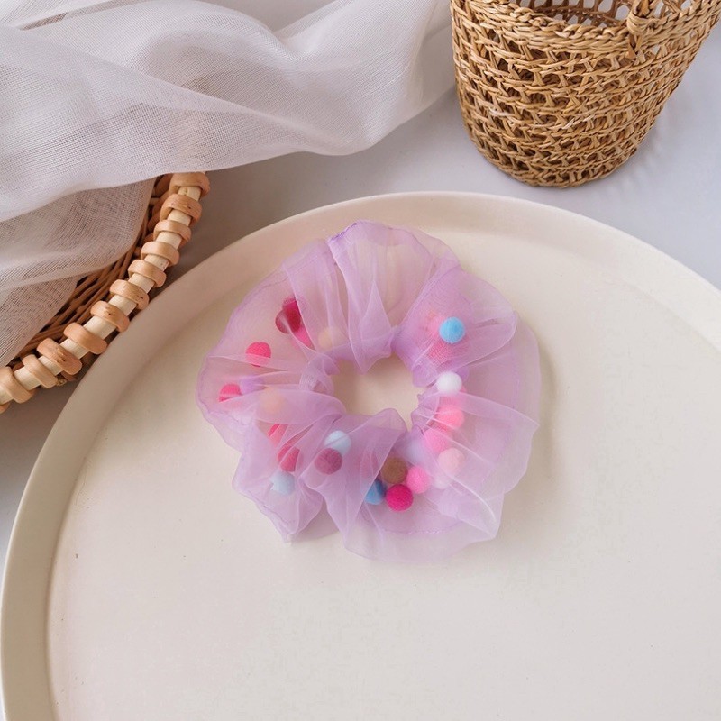 Dây cột tóc Scrunchie POMPOM xinh xắn - goodtimes.sg