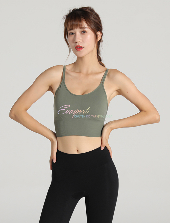 Áo Bra Tập Gym Yoga Aerobic Nữ Đan Dây Có Mút Đệm Kiểu Lưới Vải