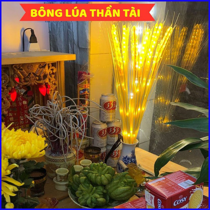 Đèn trang trí nhà cửa hình bông lúa, đèn led 10 bông lúa vàng tài lộc