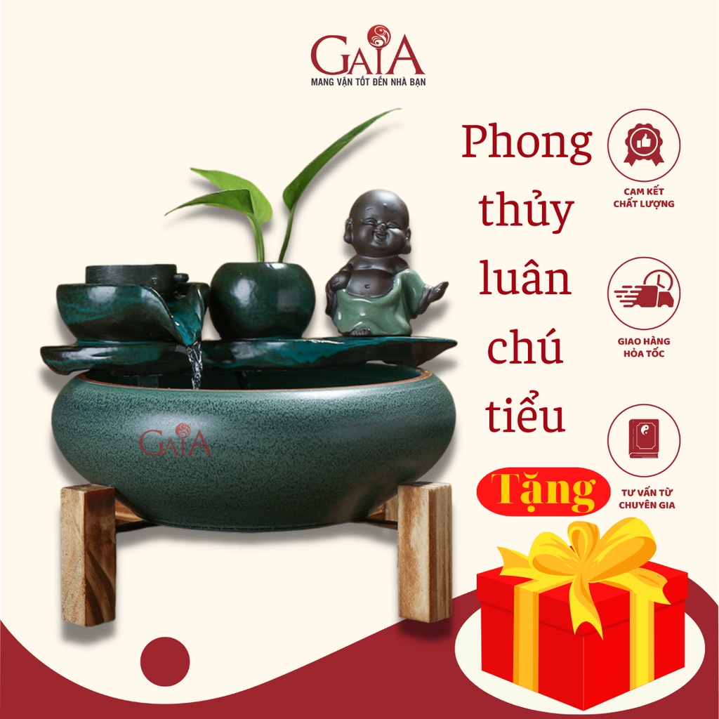 Phong thủy luân, thác nước phong thủy để bàn gốm sứ hình bể cá nhỏ đẹp mắt