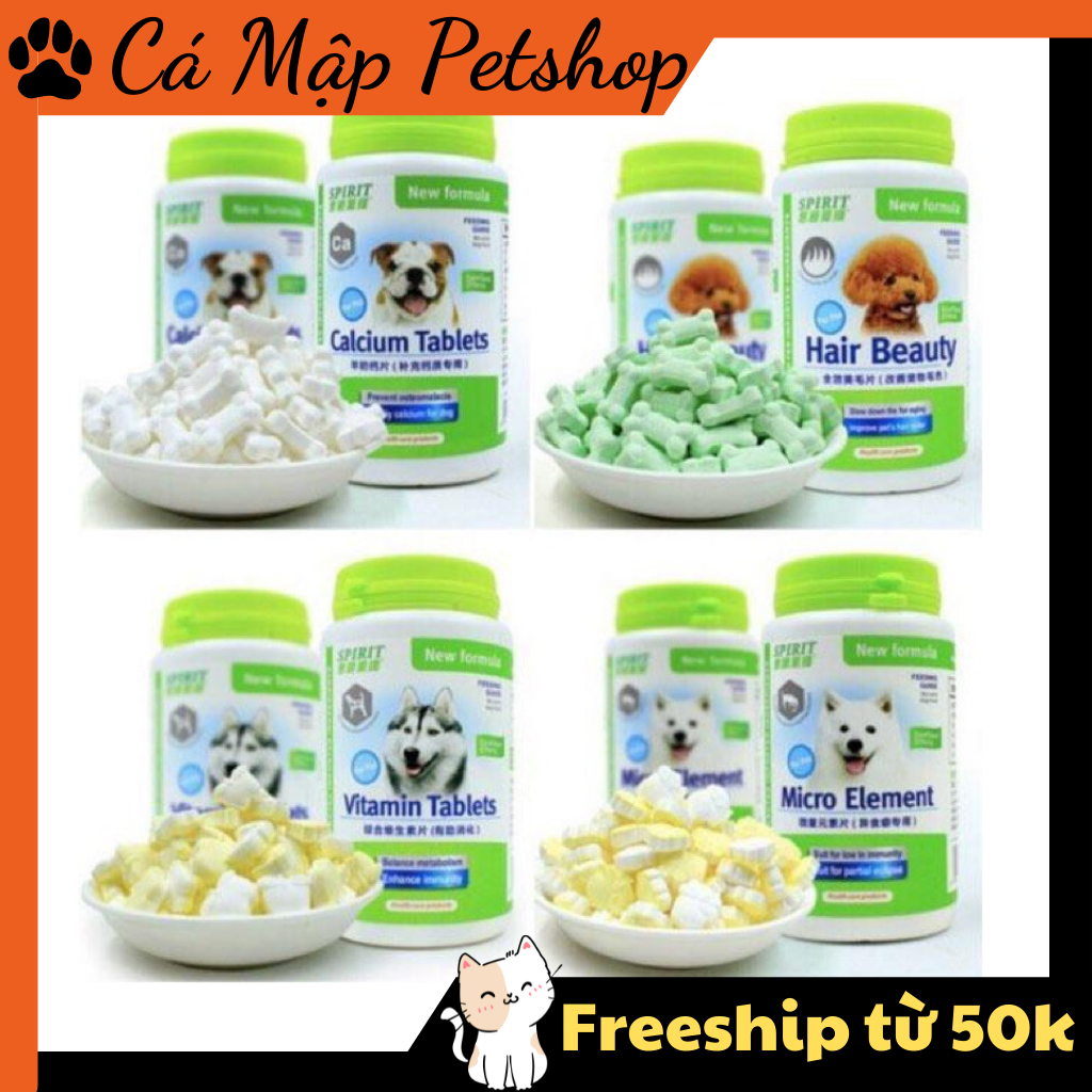 Spirit Viên bổ sung Canxi - Dưỡng lông - Khoáng chất - Men trợ ruột tiêu hoá cho chó