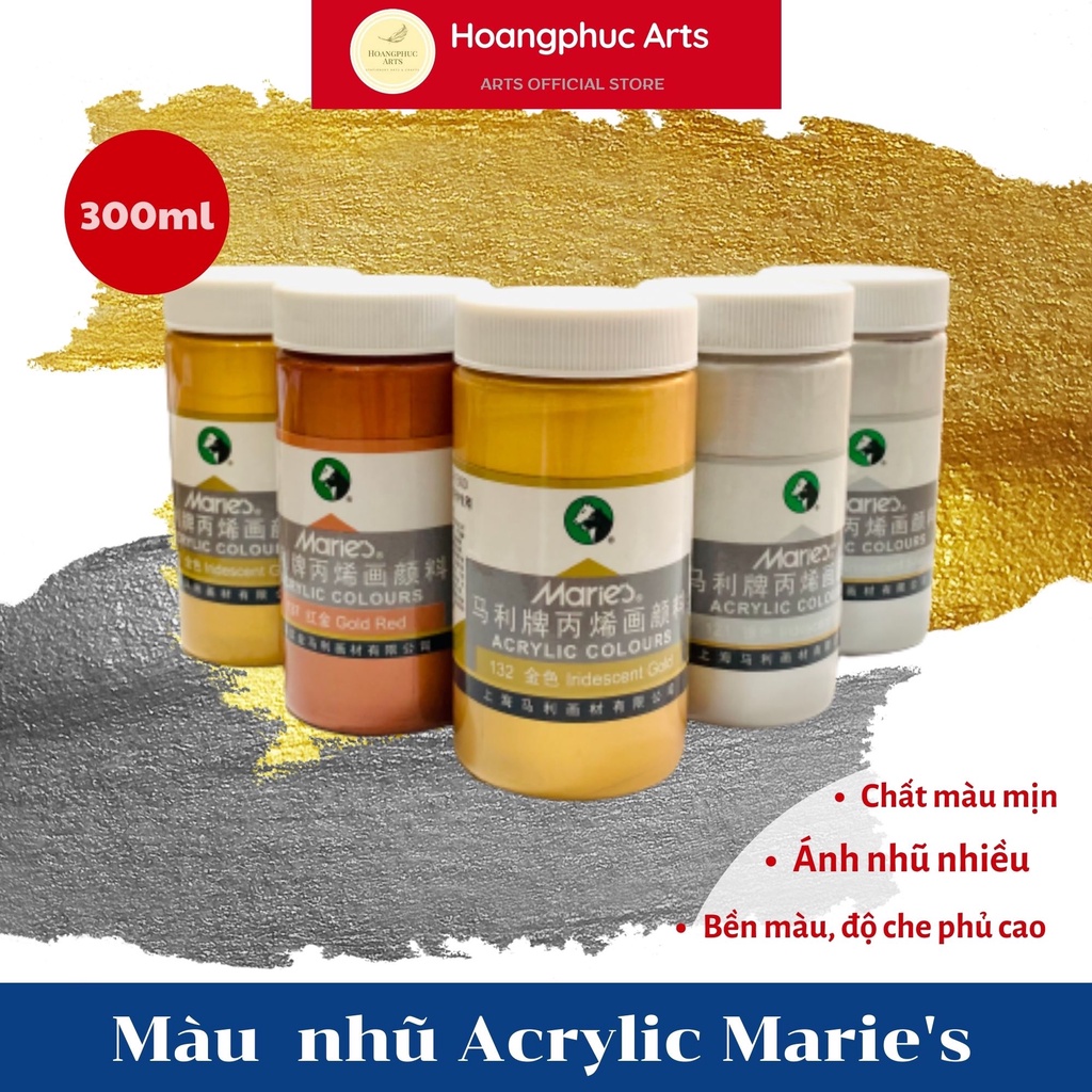 Màu acrylic nhũ MARIE'S 300ml- Màu chuyên vẽ toan, tranh tường