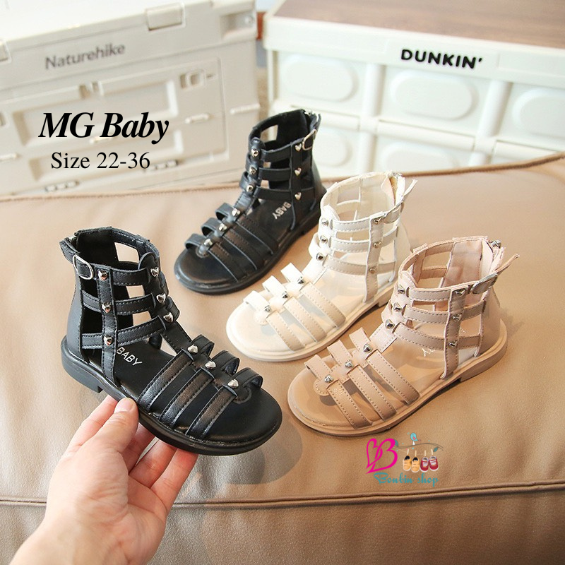 Dép sandal bé gái- sandal chiến binh cổ cao đinh tán đế mềm cao cấp cho bé 2-16 tuổi