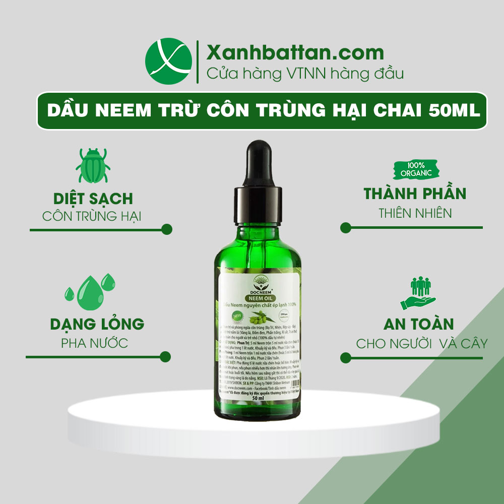Tinh Dầu Neem Oil Trừ Bọ Trĩ Cho Hoa Hồng Chai 50 Ml