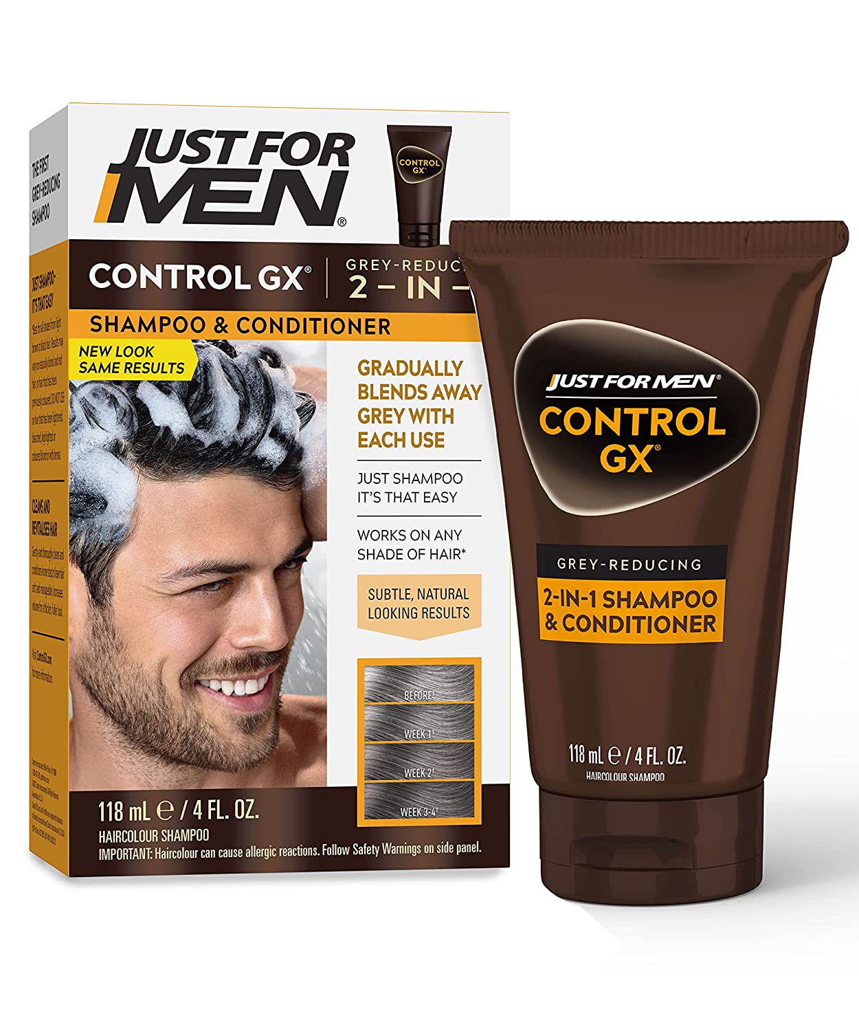 [HCM]Dầu gội kèm xả giảm tóc bạc cho nam Just For Men Control GX Grey Reducing 2-in-1 Shampoo and Conditioner 118 ml/147ml (mẫu mới)