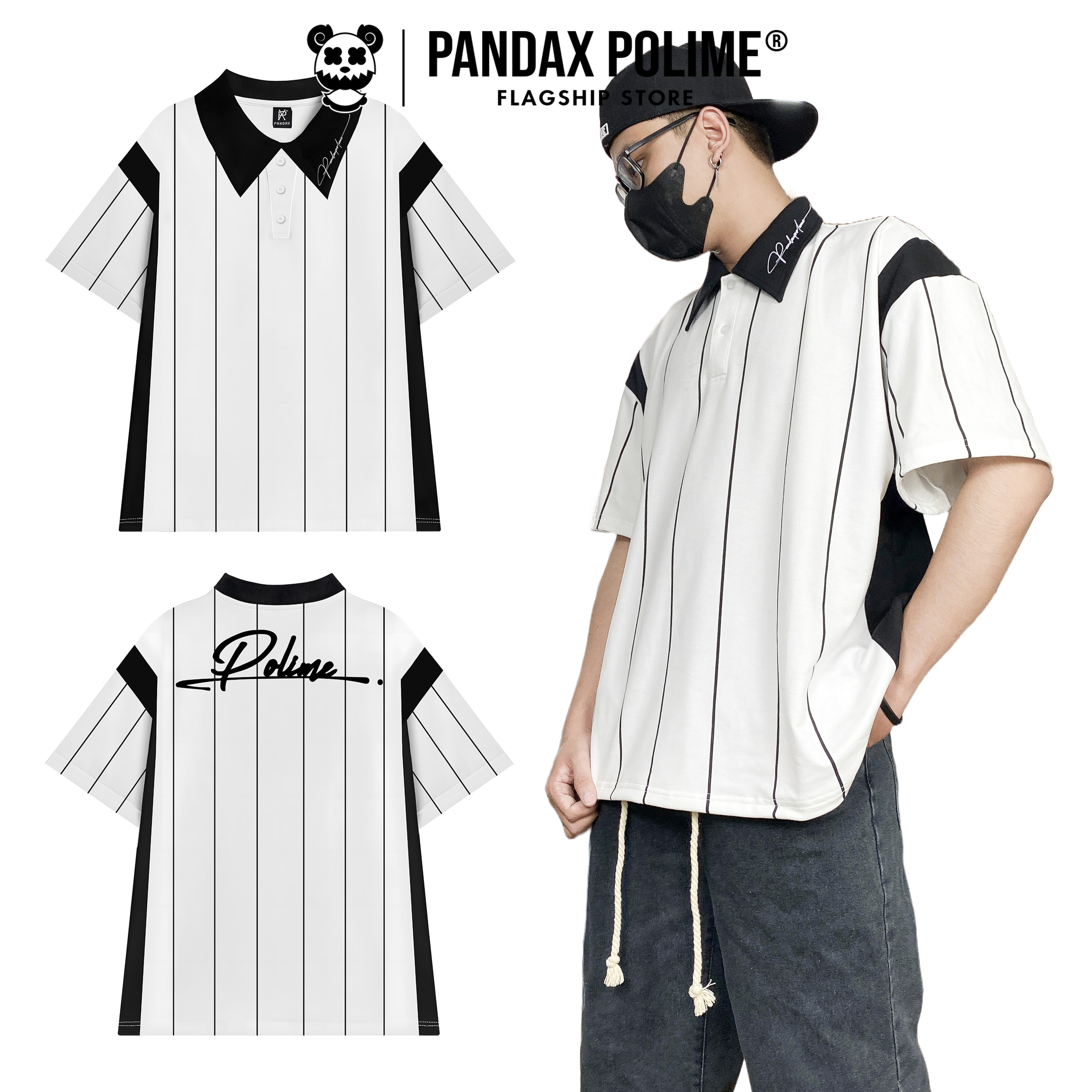 Áo polo boxy local brand PANDAX POLIME áo phông tay lỡ form ngắn bigsize thun cá sấu cặp đôi nam nữ hack dáng