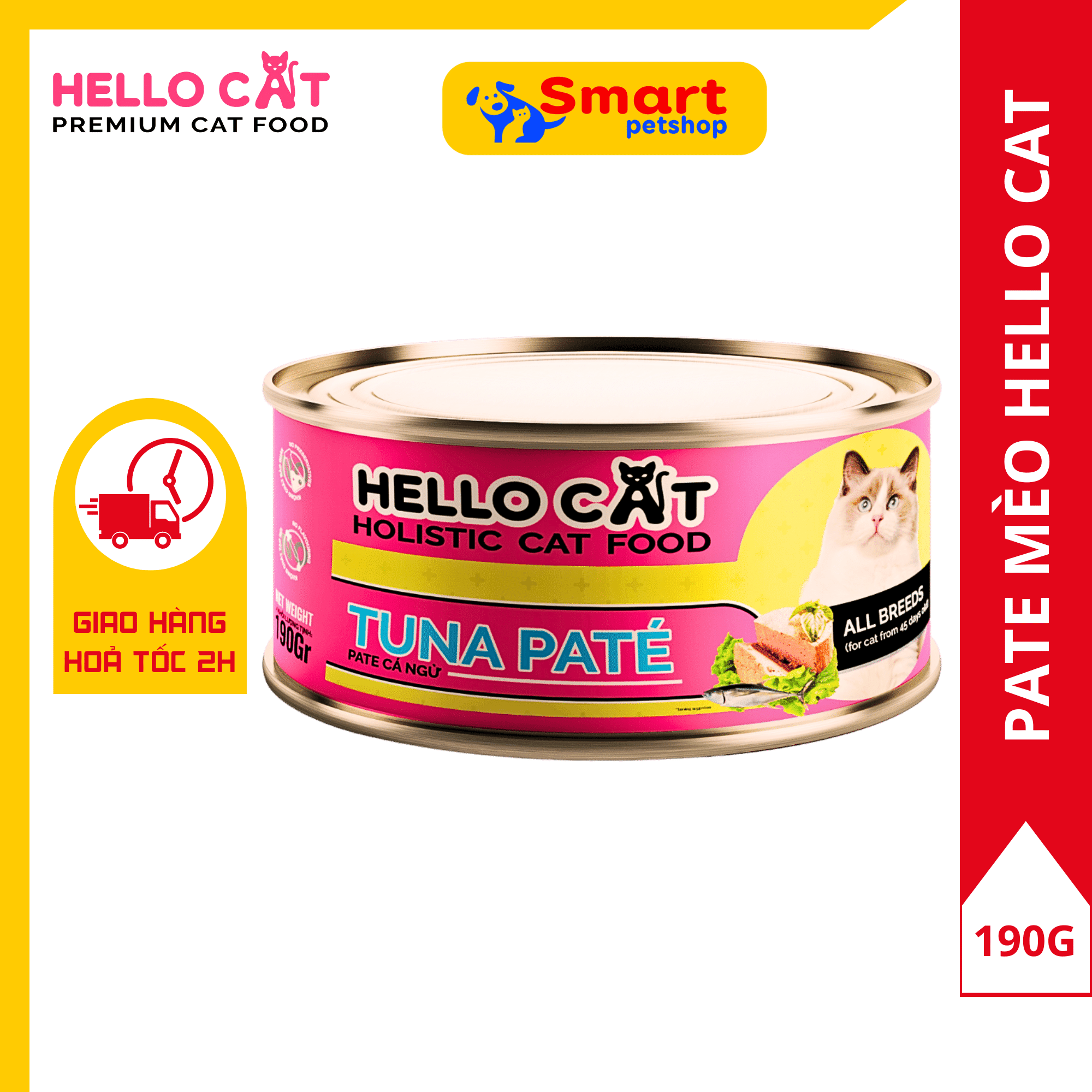 Pate Cho Mèo Thức Ăn Cho Mèo Vị Cá Ngừ Thơm Ngon - Hello Cat Tuna Pate 190G