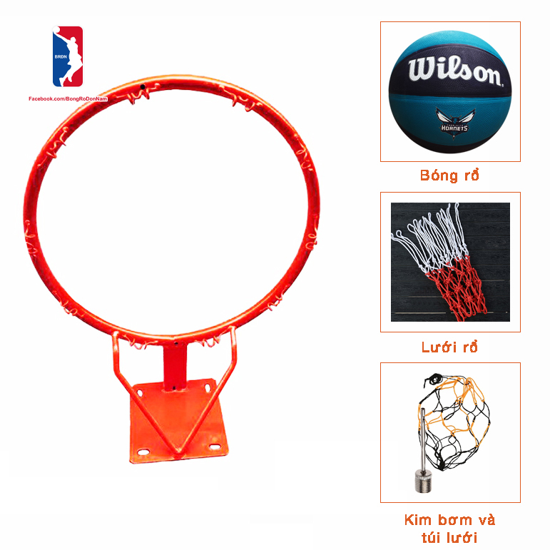 Combo khung vành rổ và bóng rổ  - Vành bóng rổ có lưới rổ tặng kèm - Bóng rổ outdoor