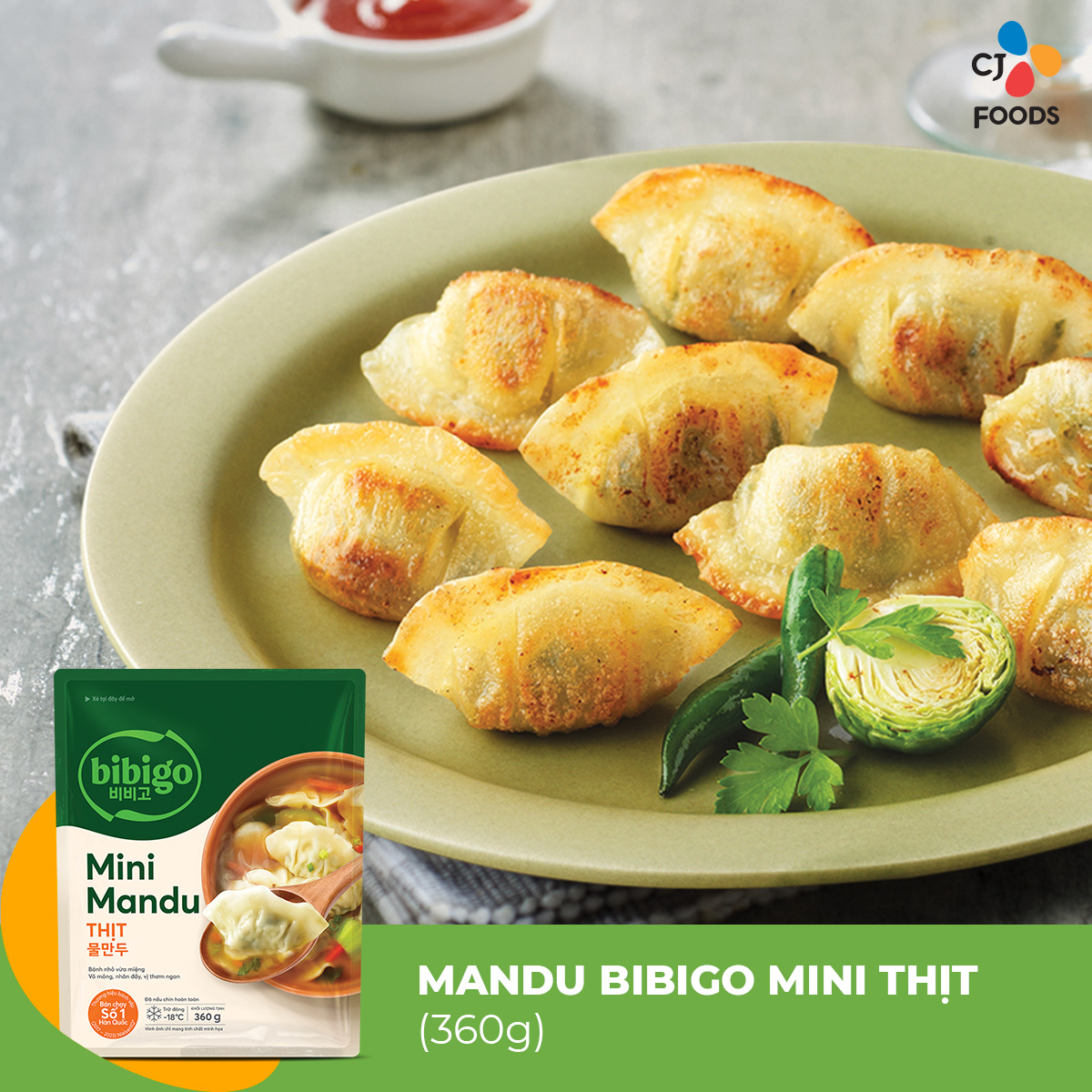 Bánh xếp Mandu Mini nhân Thịt Bibigo 360g