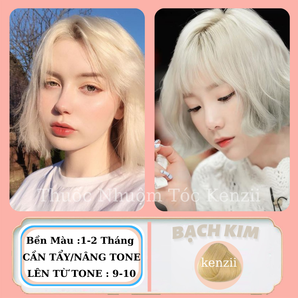 Thuốc Nhuộm Tóc Vàng Bạch Kim Tặng Trợ Nhuộm KENZII Lên Từ Tone 9 - 10 | Thuốc Nhuộm Tóc Màu Vàng Bạch Kim
