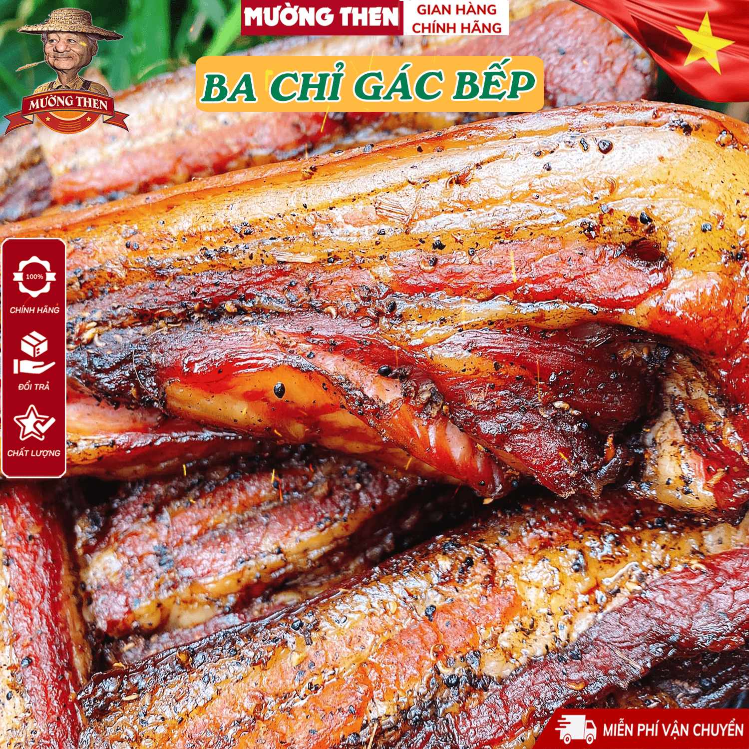 Thịt Ba Chỉ Lợn Gác Bếp Tây Bắc, Ba Chỉ Hun Khói Chuẩn Mường Then Ngọt Thơm Chuẩn Vị Tây Bắc (Tặng Chẩm Chéo)