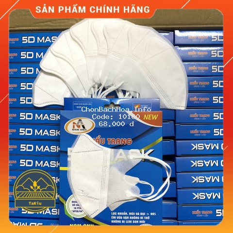 Khẩu trang 5d màu trắng 10 cái sang chảnh