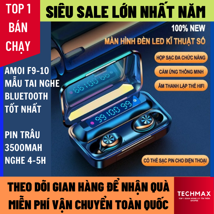 Tai nghe bluetooth amoi f9 phiên bản pro thế hệ thứ 10 hỗ trợ mọi dòng máy, tai nghe bluetooth không dây amoi f9 phiên bản cao cấp - tai nghe bluetooth nhét tai pin trâu, tai nghe bluetooth tốt