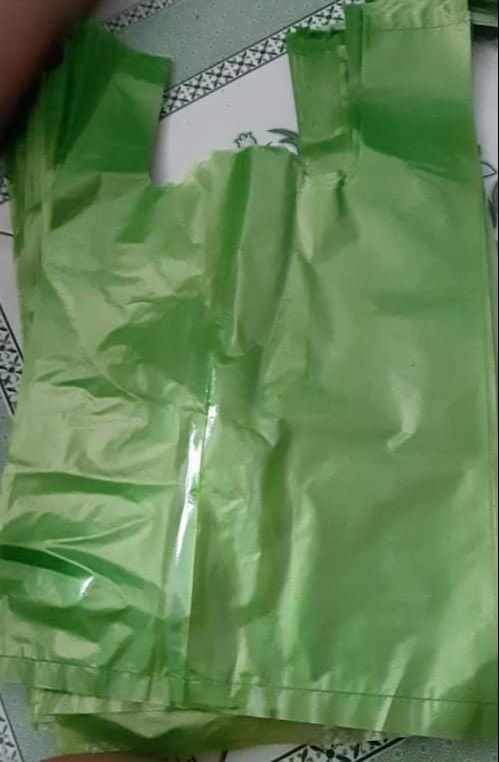 1kg túi nilon gai, túi xốp quai xách, túi gai zin màu XANH LÁ, túi quai xách loại 3KG