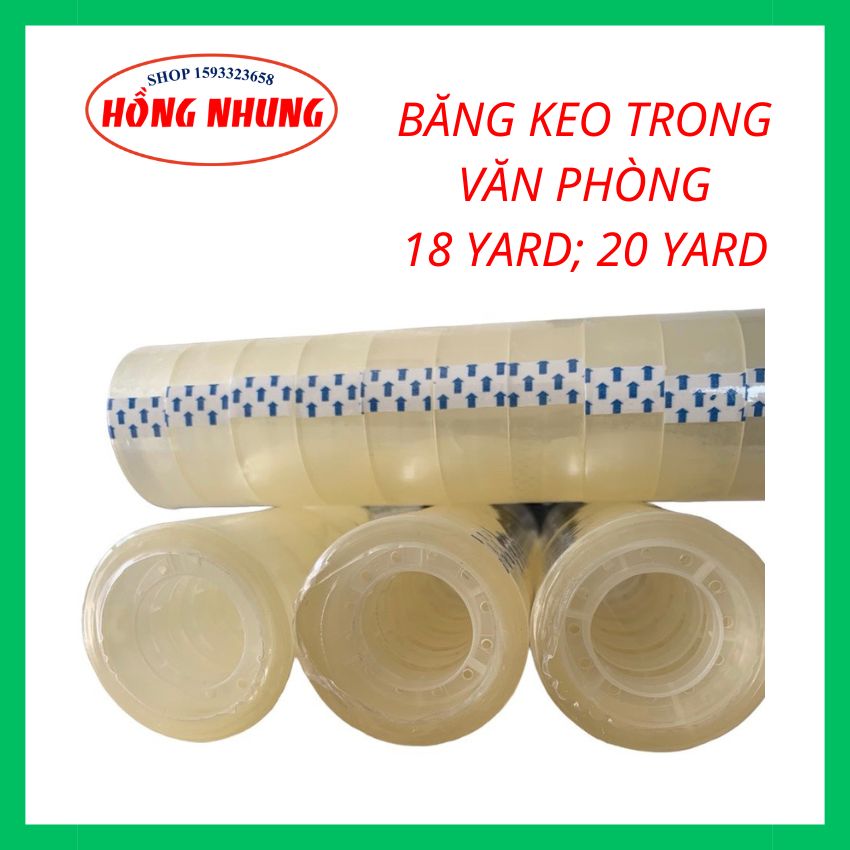 Băng keo trong cuộn nhỏ dùng cho văn phòng 18 yard/20 yard, 1 cây 10 cuộn, bản 1.8 cm.