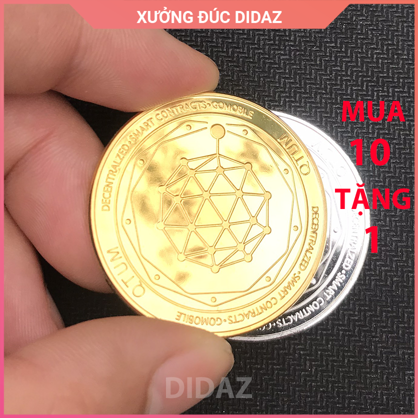 Đồng Xu QTUM, Bitcoin mạ vàng, bạc 24k đồ lưu niệm, trang trí, sưu tầm, quà tặng hội nhóm QTUM01