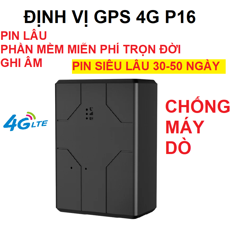 Thiết bị định vị GPS mini P16 4G không dây ô tô xe máy nghe âm thanh ghi âm chính xác cao phần mềm miễn phí trọn đời