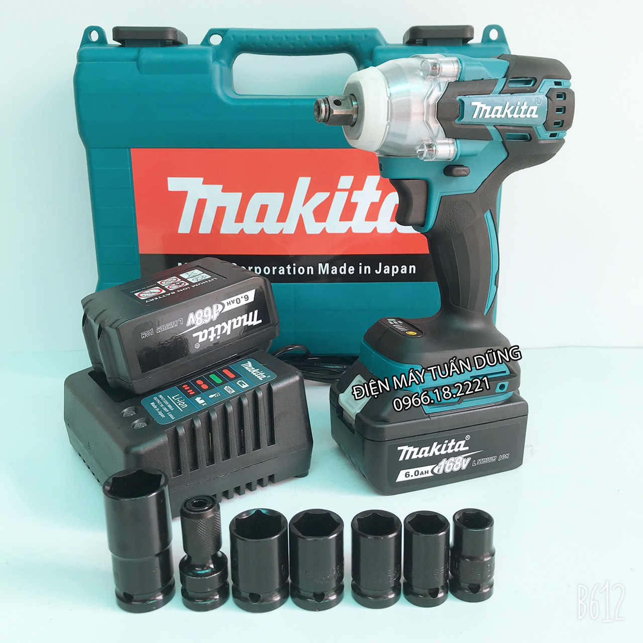 Máy siết ốc pin Makita 500Nm 199v TẶNG ĐẦU CHUYỂN VÍT+5 KHẨU MỞ ỐC