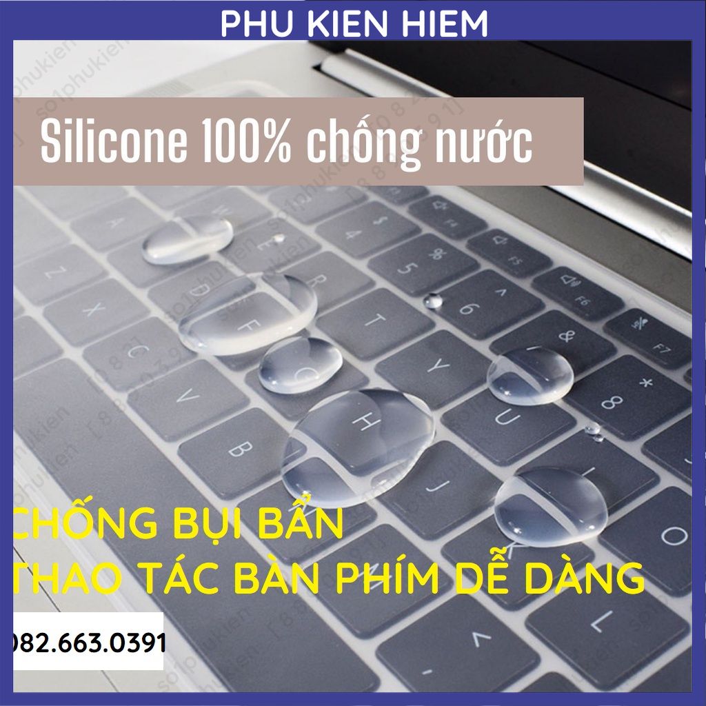 Miếng phủ bàn phím laptop, pc 11, 12, 13 , 14, 15'' , 16, 17 inch Silicon bảo vệ chống bụi, nước