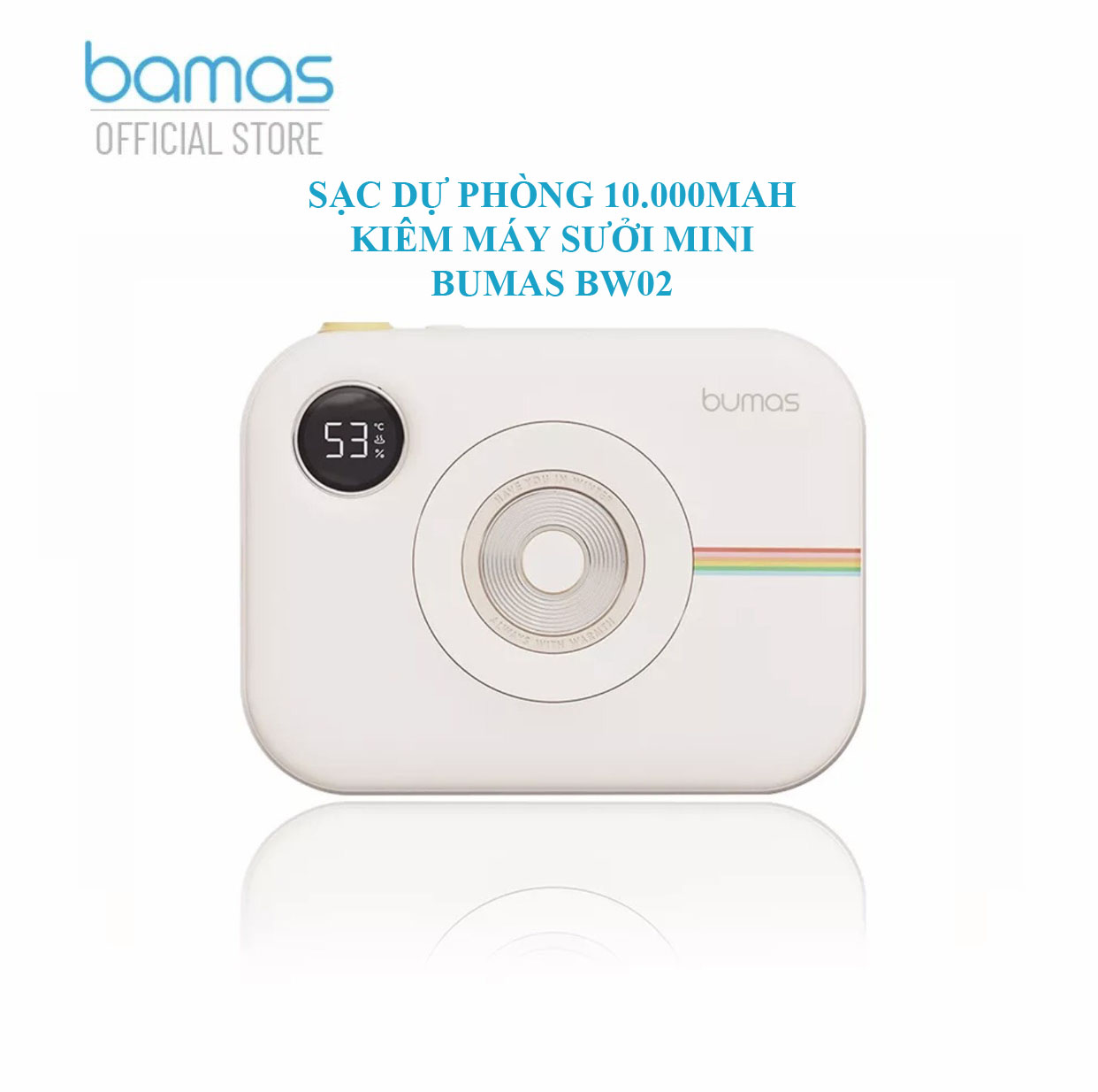 Sạc dự phòng kiêm máy sưởi tay mini bumas bw02 - dung lượng pin 10000mah - kèm sticker dán cute