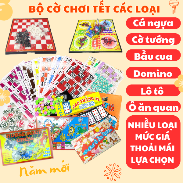(CHỌN PHÂN LOẠI) Bộ cờ chơi Tết cực vui , cờ chơi tết vui xuân , boardgame chơi Tết , cờ chơi nghỉ xuân , cờ vua , cờ cá ngựa , cờ tướng , cờ ô ăn quan , cờ tỉ phú, cờ tỷ phú , cờ gập , cờ domino , trờ chơi tết