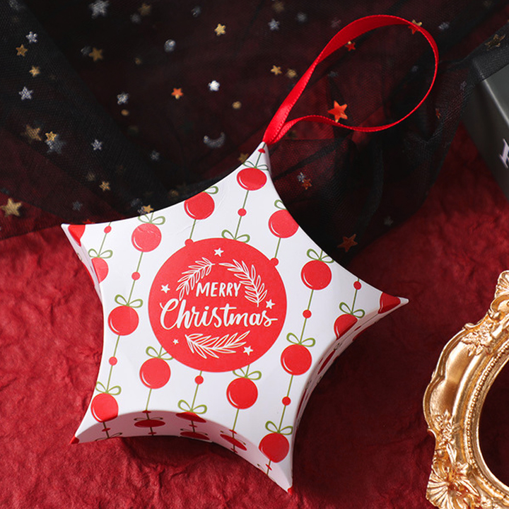 Hộp quà Giáng Sinh hình ngôi sao họa tiết ông già Noel người tuyết đáng yêu phong cách Hàn Quốc BBShine – G008