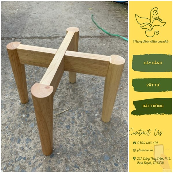Đôn kê chậu gỗ chân tròn màu tự nhiên 25x20cm - khay chậu - đôn kê chậu - giá kê chậu