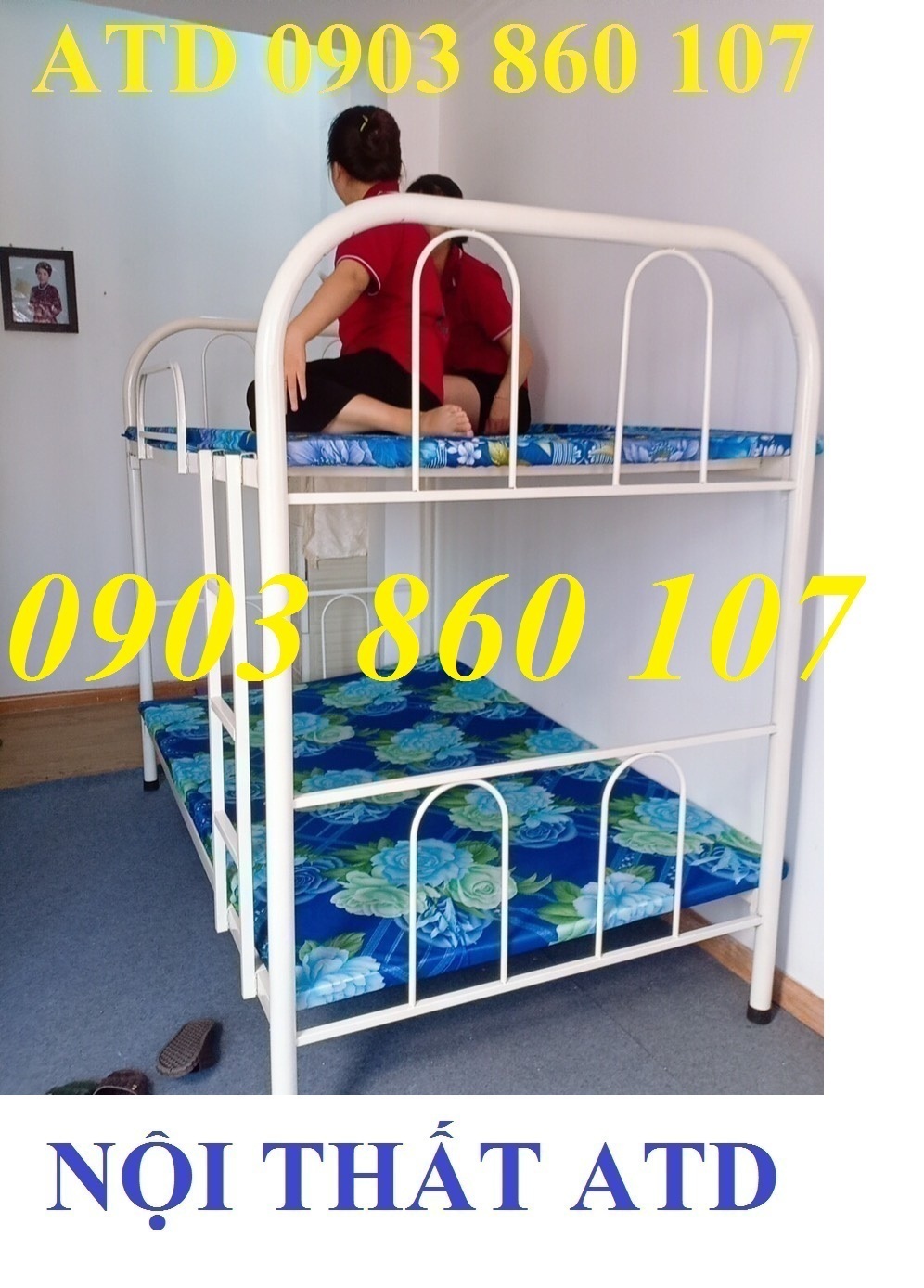 [HCM]Giường tầng sắt 2 tầng giá rẻ tại xưởng- giường tầng số lượng lớn y hình HCM