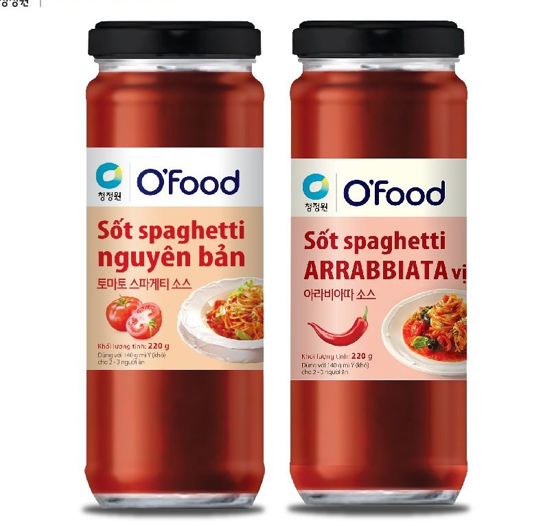 Sốt Spaghetti Arrabbiata vị cay và vị nguyên bản O'food, sốt mì Ý