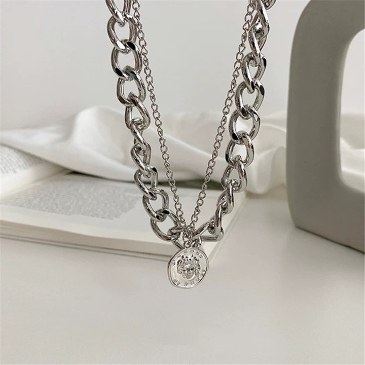 Choker, Dây Chuyền, Vòng Cổ Mặt Đồng Tiền Phối Xích Lớn Phong Cách Unisex- Vani Store