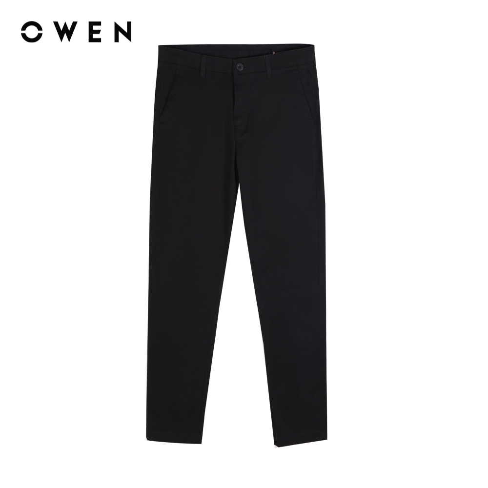 Owen - quần khaki slim fit qksl221141 màu đen chất liệu cotton - spandex