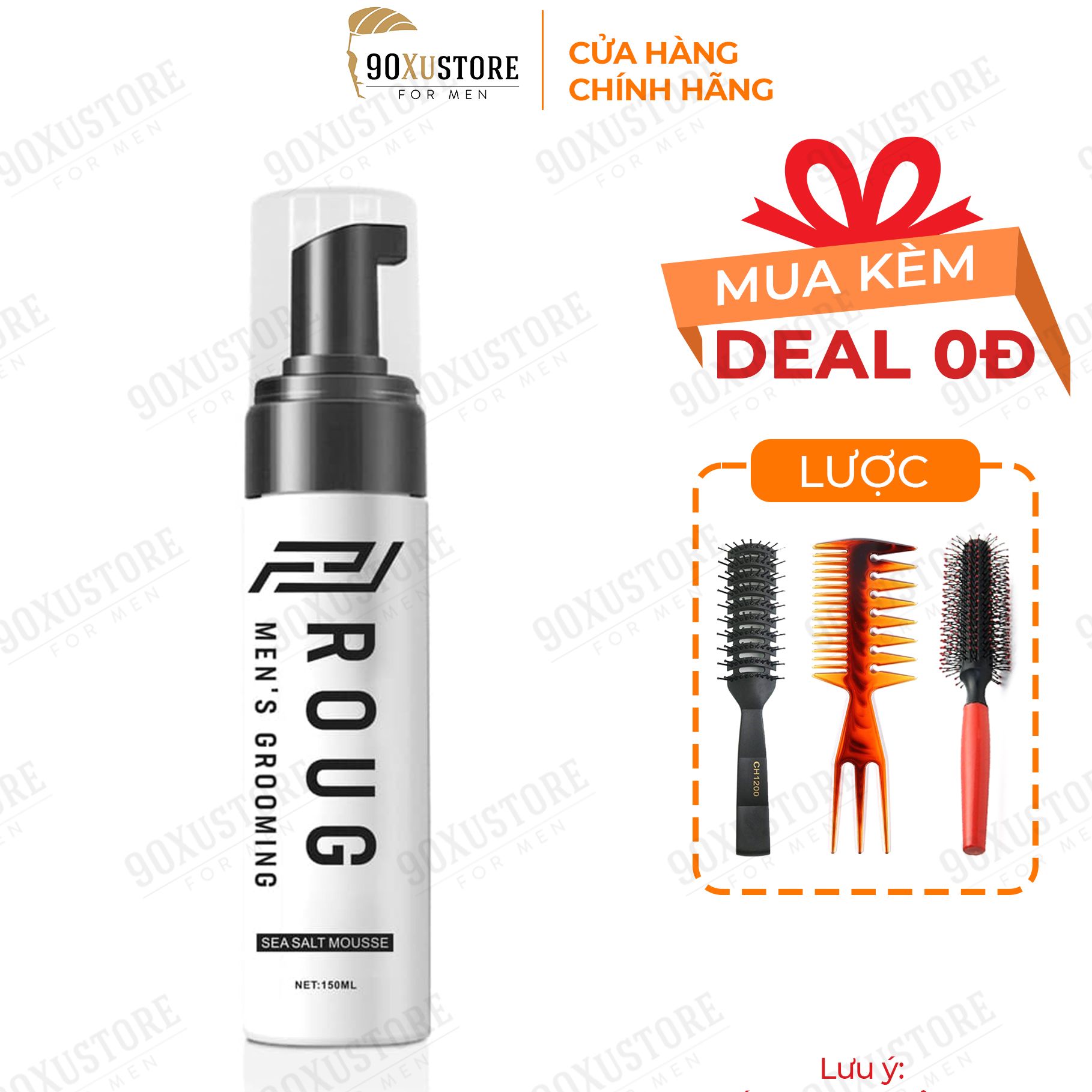 Bọt tạo kiểu tóc nam Roug Sea Salt Mousse 150ml , dưỡng và bảo vệ tóc