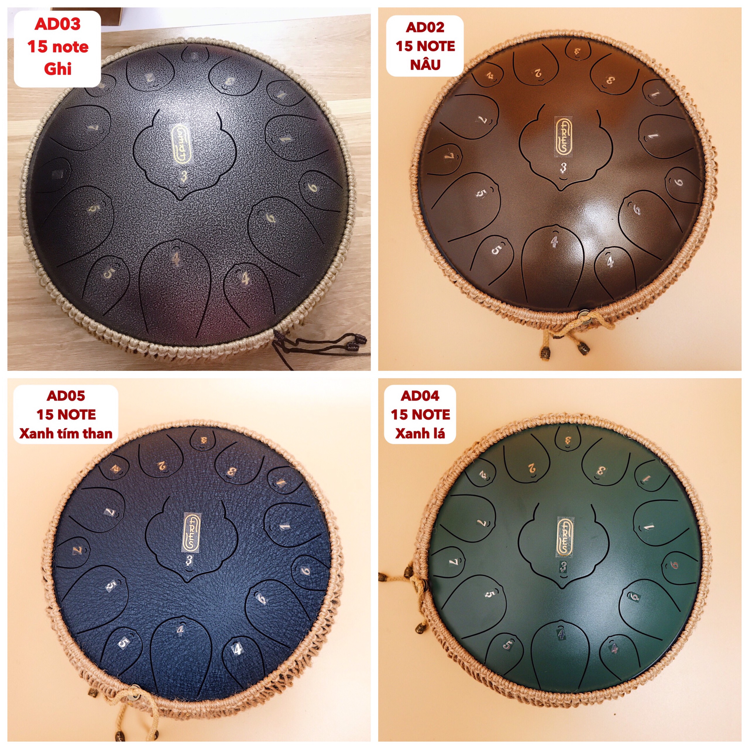 Trống tank drum tặng kalimba -steel tongue drum-trống không linh 15 note
