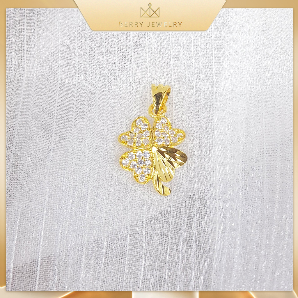 Mặt dây chuyền nữ mặt cỏ 4 lá may mắn đính đá thiết kế hàn quốc |berry jewelry