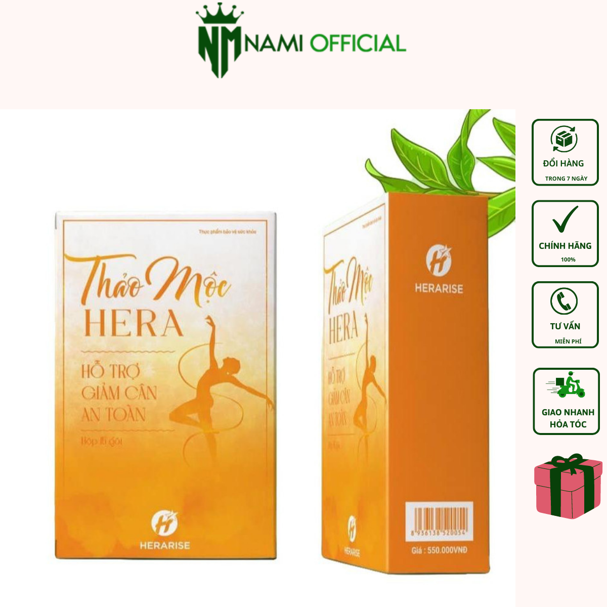 Trà Giảm cân Hera Plus Mẫu mới 2023 hiệu quả x2 lần dạng viên -cam kết chính hãng